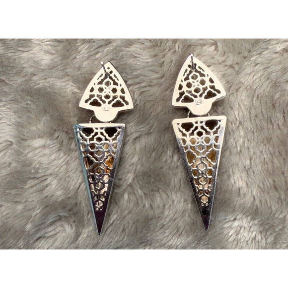 Kendra Scott Vivian Statement Drop Earrings Brushed Silver Tone NEW - Picture 2 of 4